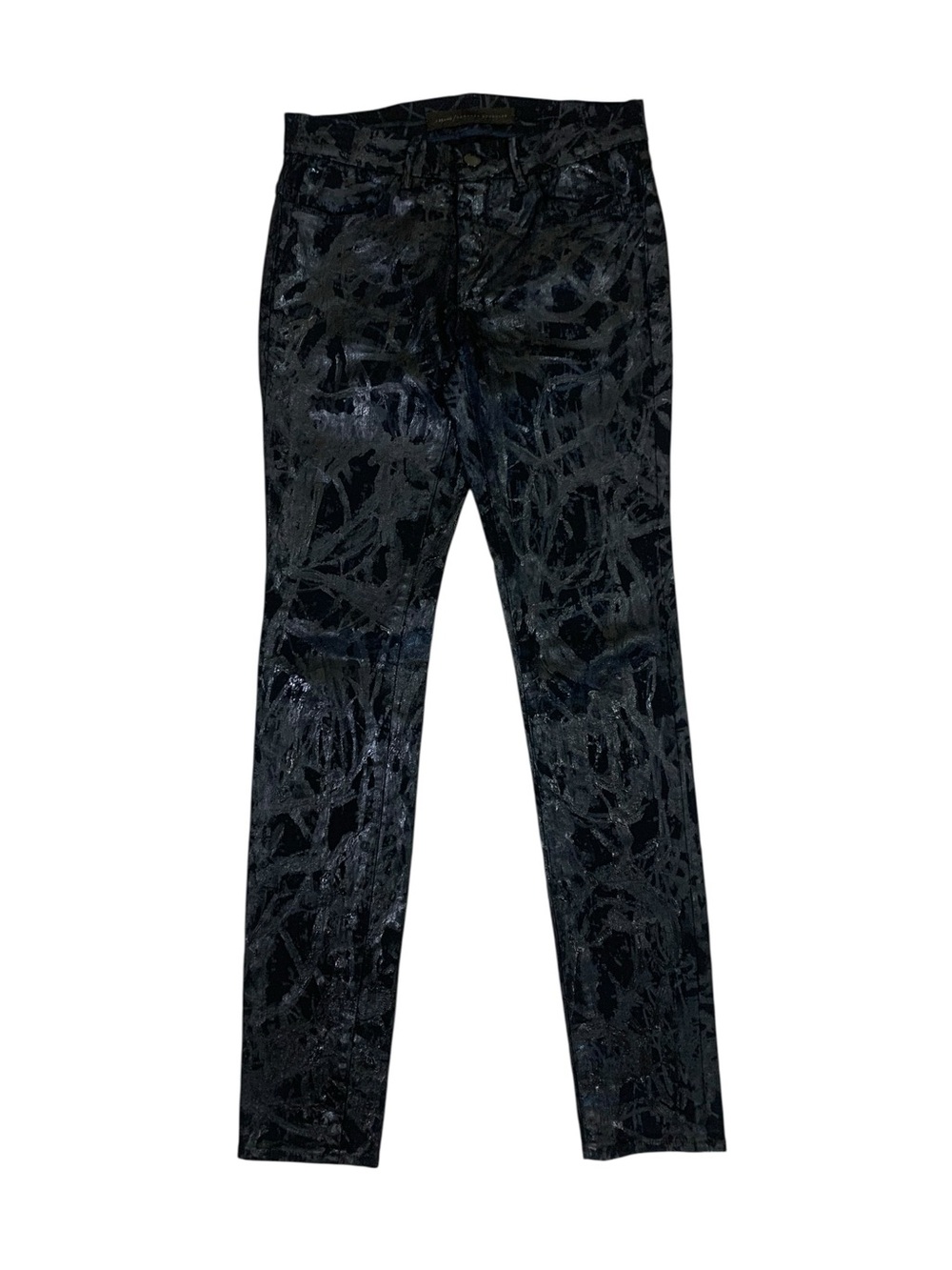 J Brand Proenza Schouler Black Coated Skinny Jeans Abstract Print Designer 27